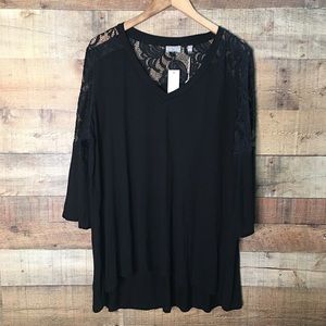 EVOLUTION Black Lace Knit Top 3X